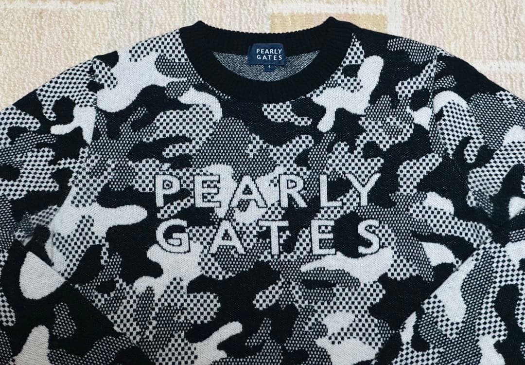 極美品】PEARLY GATES 迷彩柄ジャガードニット サイズ1 秋冬ゴルフ