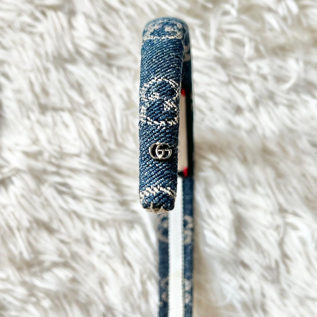 GUCCI エコ ウォッシュドデニム ヘアバンド　GG ジャカード　デニム