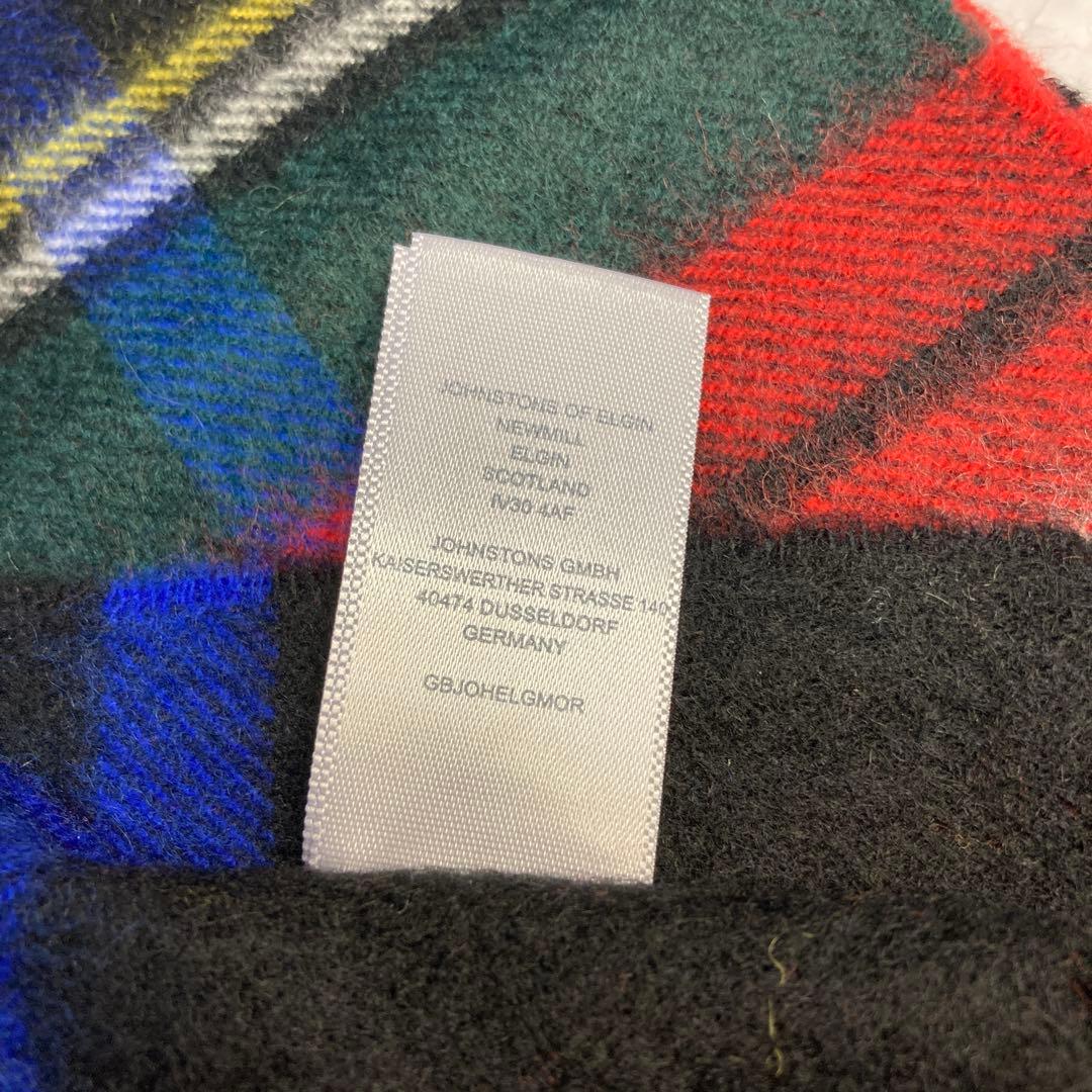 新品 ジョンストンズ カシミヤ100％ 中判ストール ブラックスチュアート