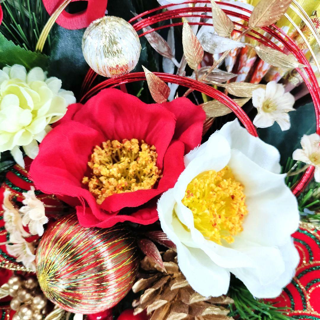 商品名【慶香】ゆきこ❤紅白椿のお正月リース ＊フラワーリース