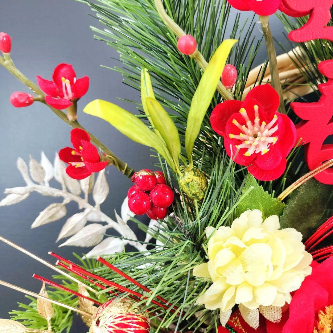 商品名【慶香】ゆきこ❤紅白椿のお正月リース ＊フラワーリース