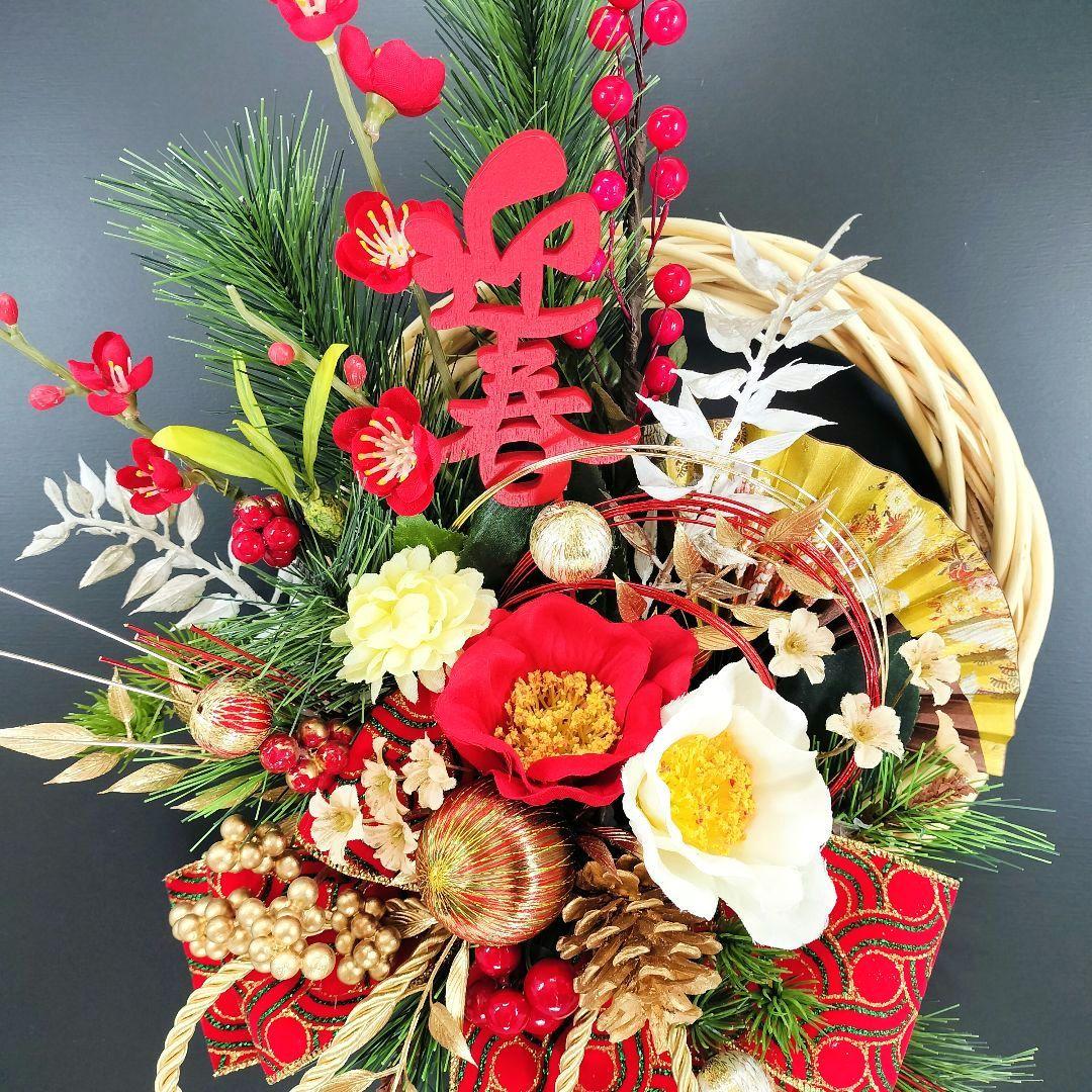 商品名【慶香】ゆきこ❤紅白椿のお正月リース ＊フラワーリース