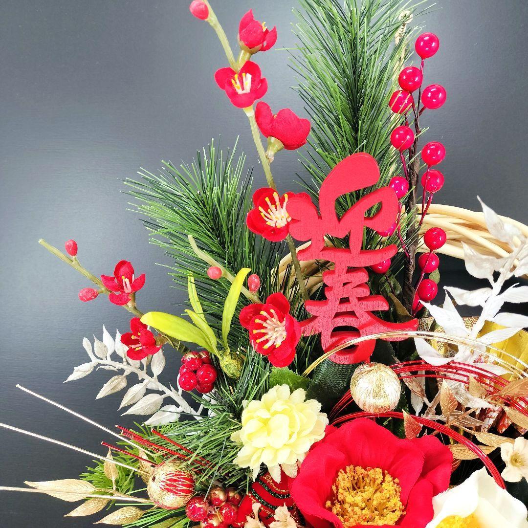 商品名【慶香】ゆきこ❤紅白椿のお正月リース ＊フラワーリース