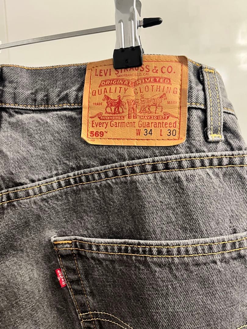 USA製　levi's 569 先染めグレー ワイドデニム W34 L30