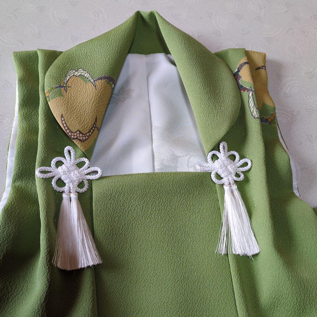 七五三3歳正絹縮緬手縫いの被布と巾着（中綿無し）