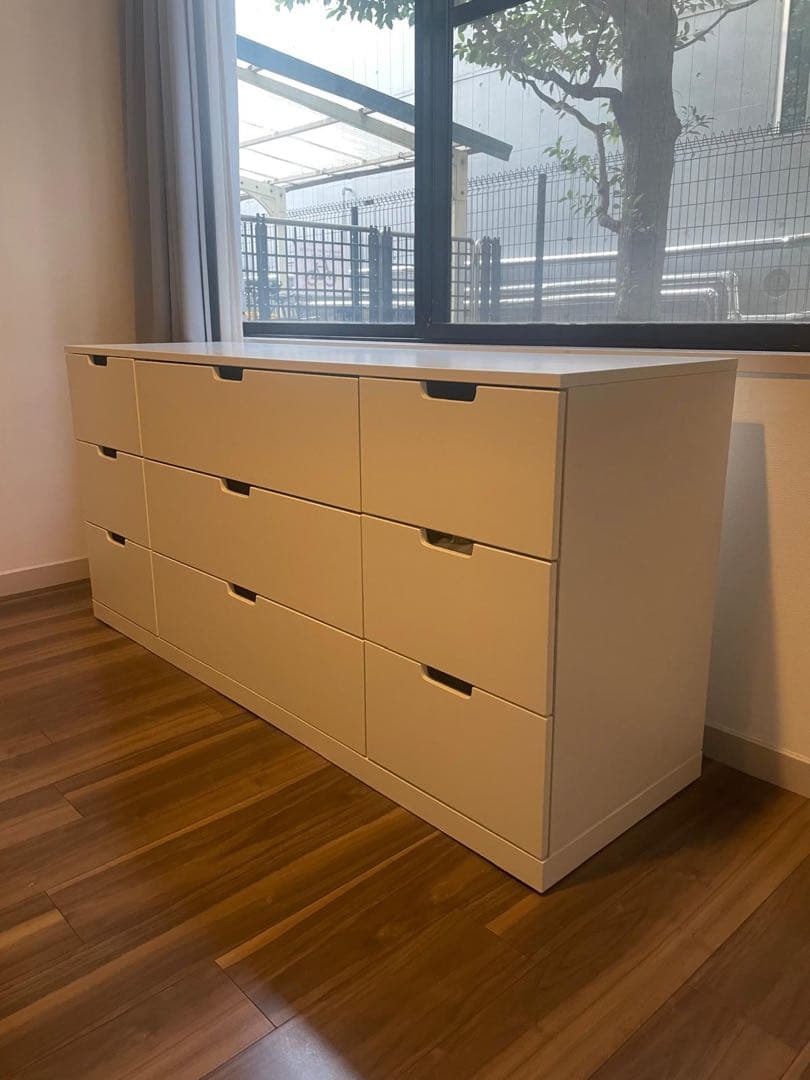 IKEA NORDLI ホワイト木製チェスト 9引き出し