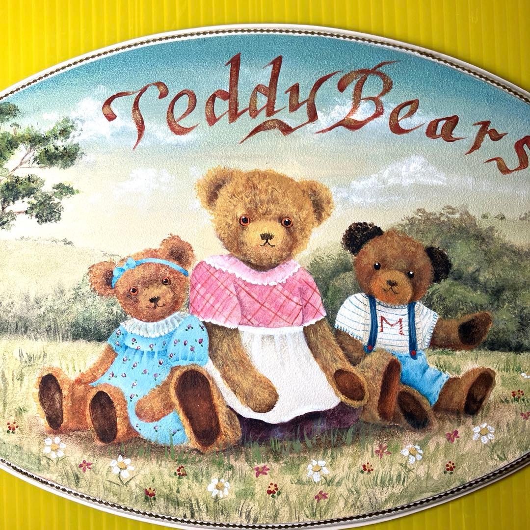 トールペイント作品☆30cmオーバルプレート☆テディベア