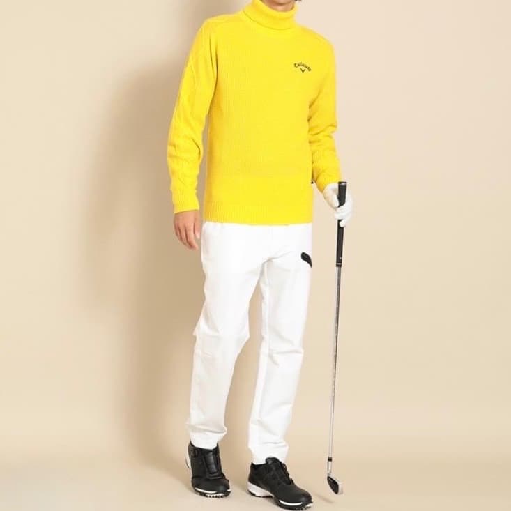 【3L】秋冬 キャロウェイ ゴルフ 保温 防風 裏起毛 テーパードパンツ 白