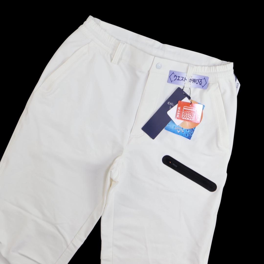 【3L】秋冬 キャロウェイ ゴルフ 保温 防風 裏起毛 テーパードパンツ 白