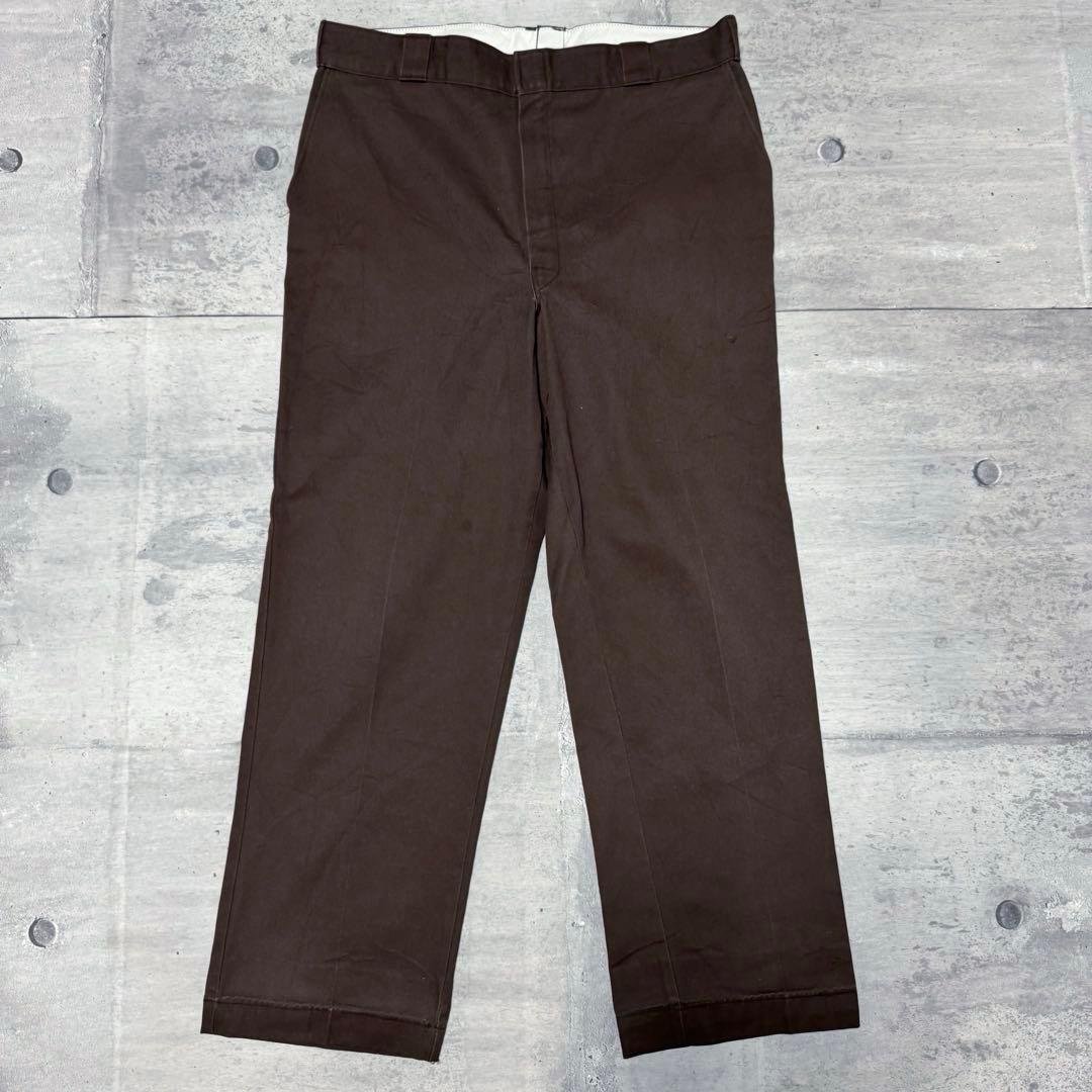 80s USA製 Dickies874 ブラウン チビタグ チノパン W38 茶