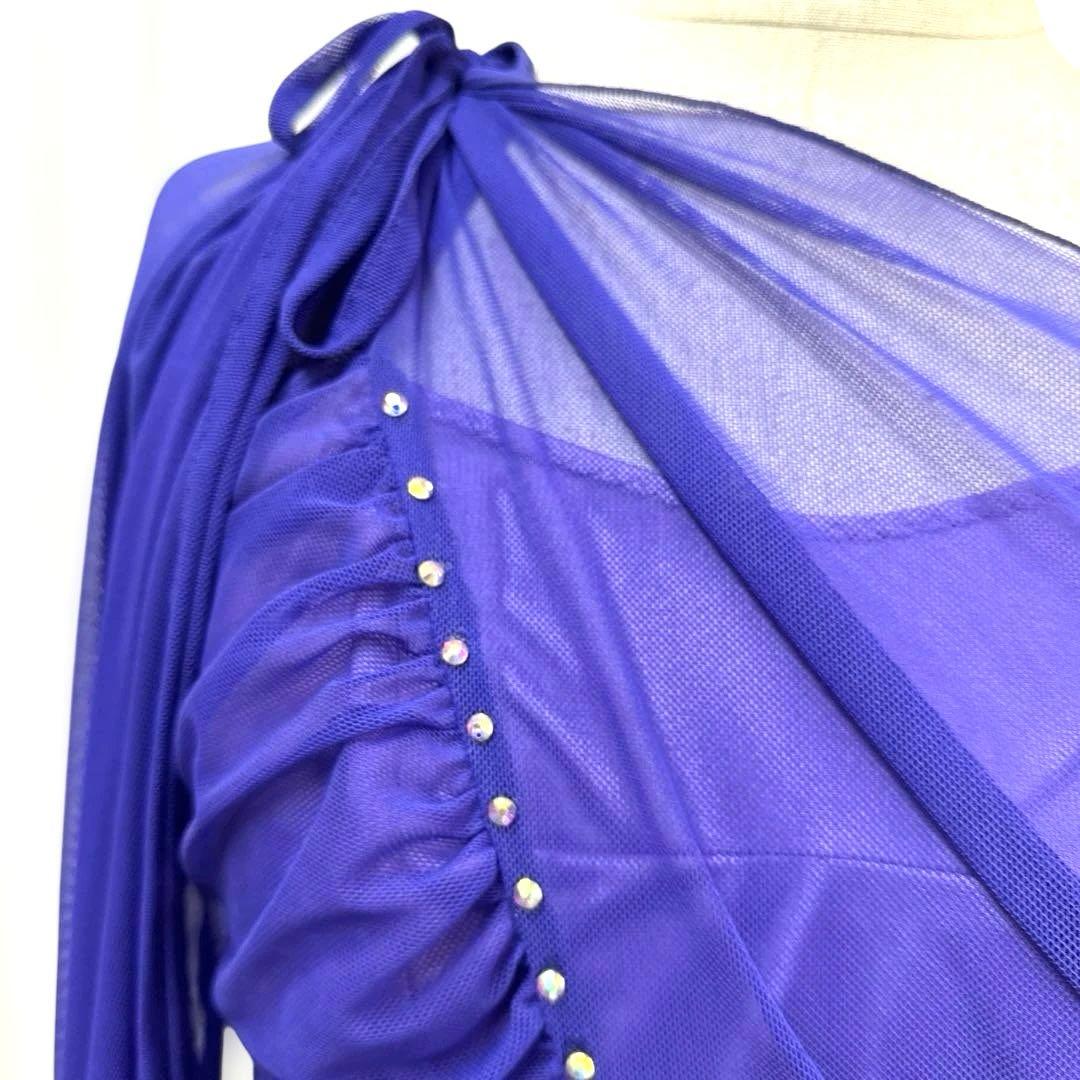 6239☆M 紫 スワロフスキー スタンダードドレス 社交ダンス