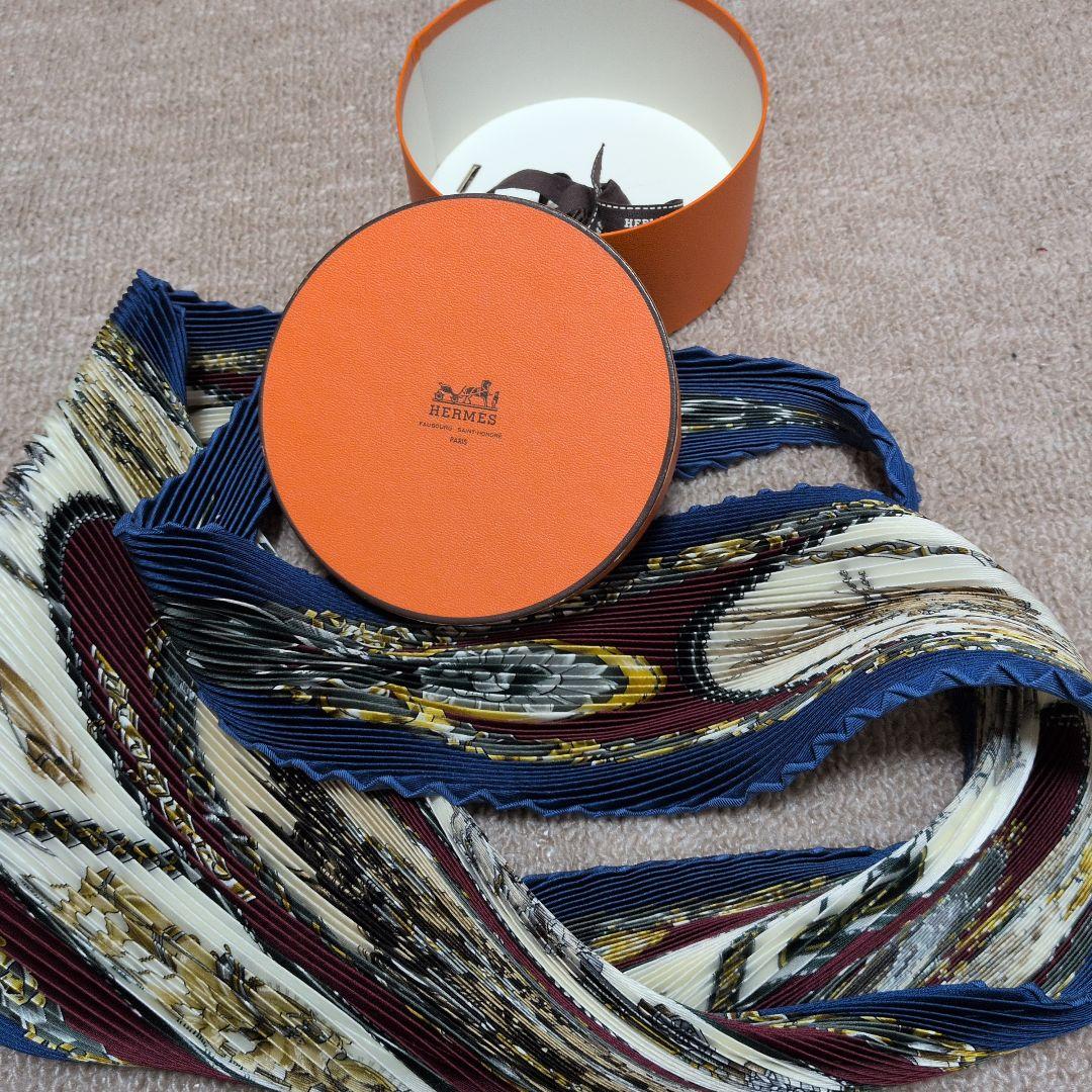 HERMES プリーツスカーフ マルチカラー