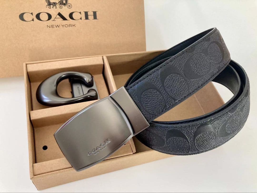 SALE♪コーチ　新品　リバーシブル　ベルト　バックル2点　回転可能　ベルト