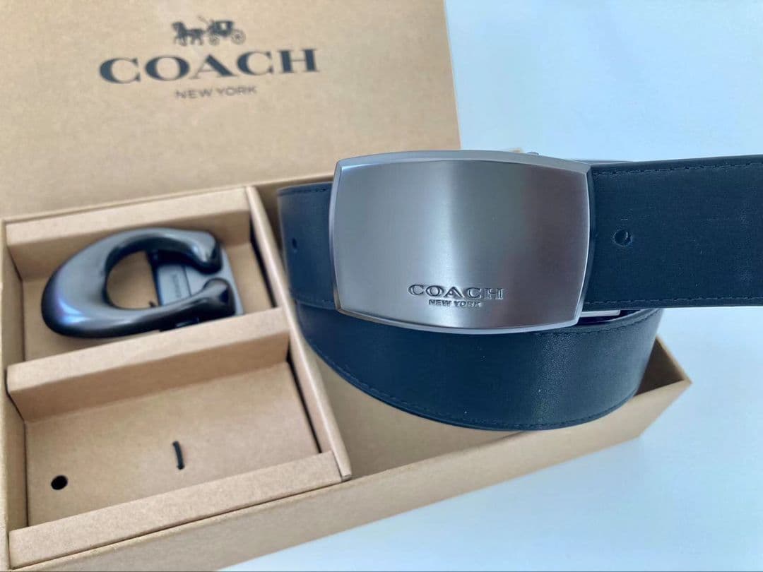 SALE♪コーチ　新品　リバーシブル　ベルト　バックル2点　回転可能　ベルト