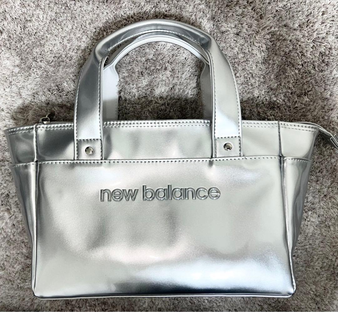 ニューバランス エナメル ラウンドバッグ シルバー カートバッグ