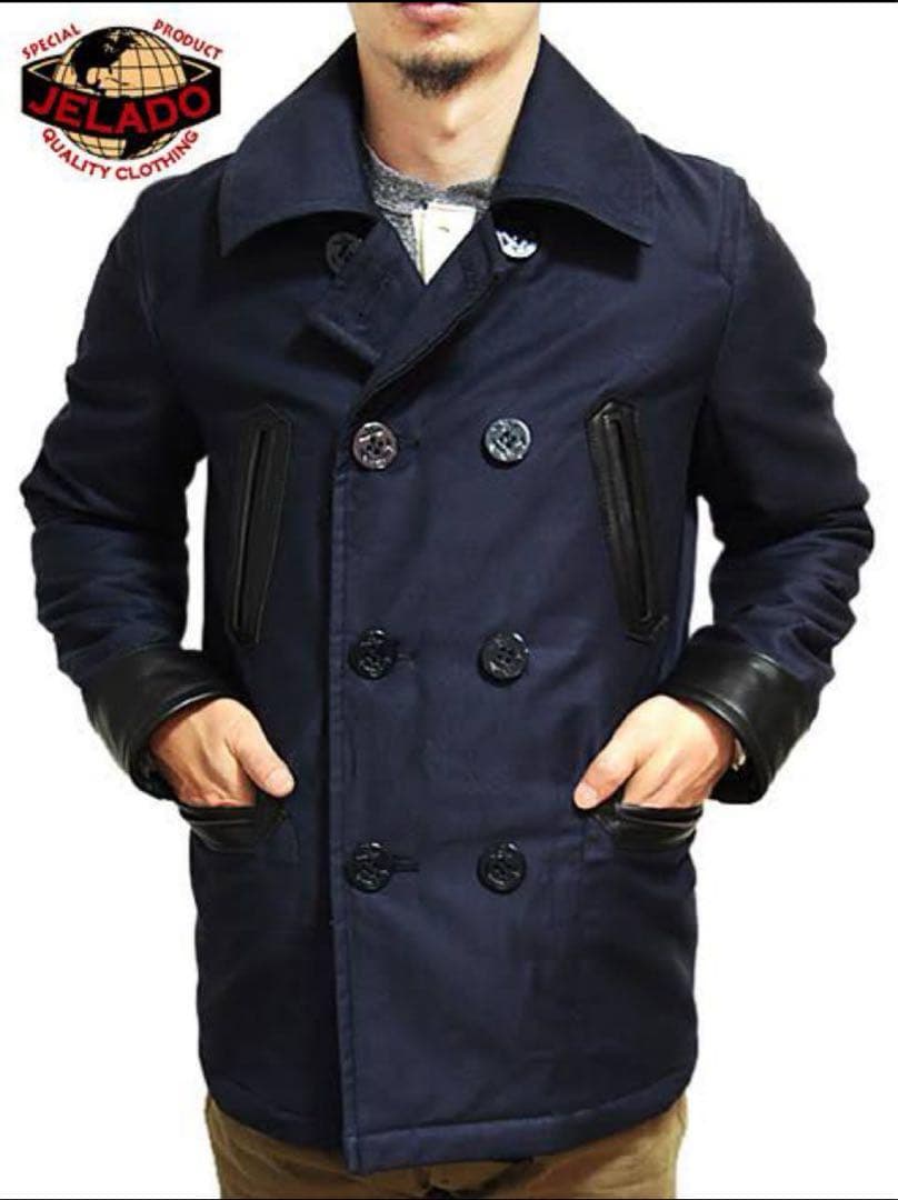 JELADO ジェラードネイビー ジャッカスコート 袖レザー 42