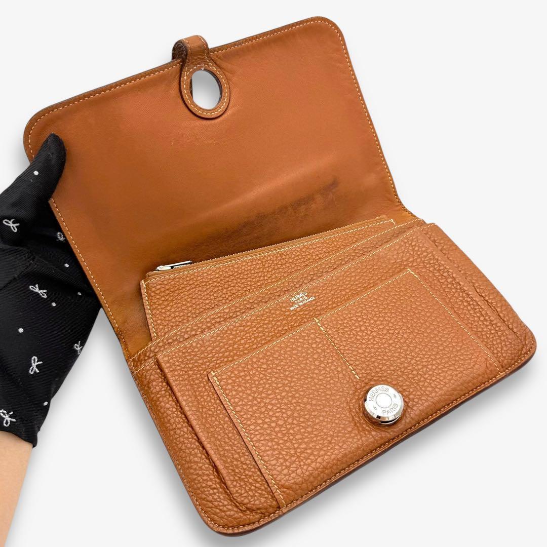 【美品】エルメス 財布 ドゴンGM トゴ HERMES 長財布 ゴールド