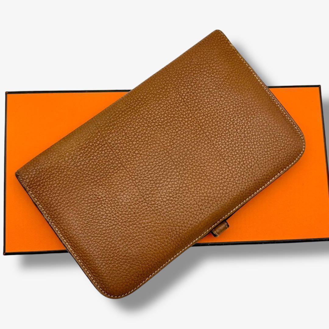 【美品】エルメス 財布 ドゴンGM トゴ HERMES 長財布 ゴールド