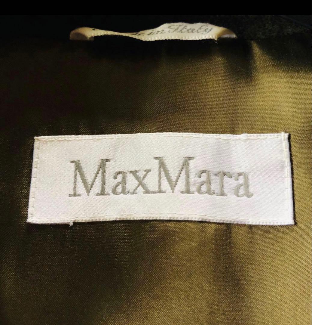 希少色【極美品】マックスマーラ ベルテッドコート アンゴラ混 深緑色 40 L