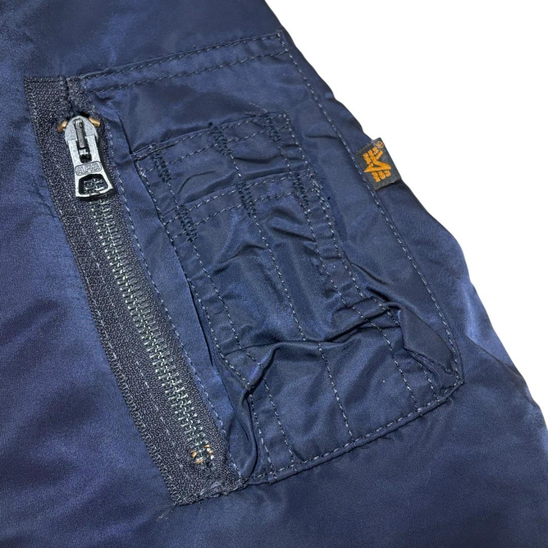 90s USA製 ALPHA MA-1 グランドクルー ネイビー L