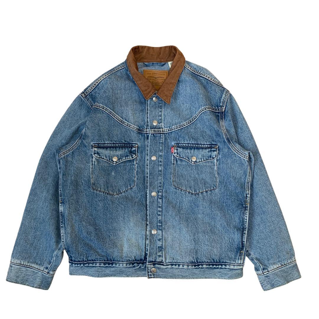 リーバイス 2025AW デニムジャケット コーデュロイ襟 古着 青 XL相当