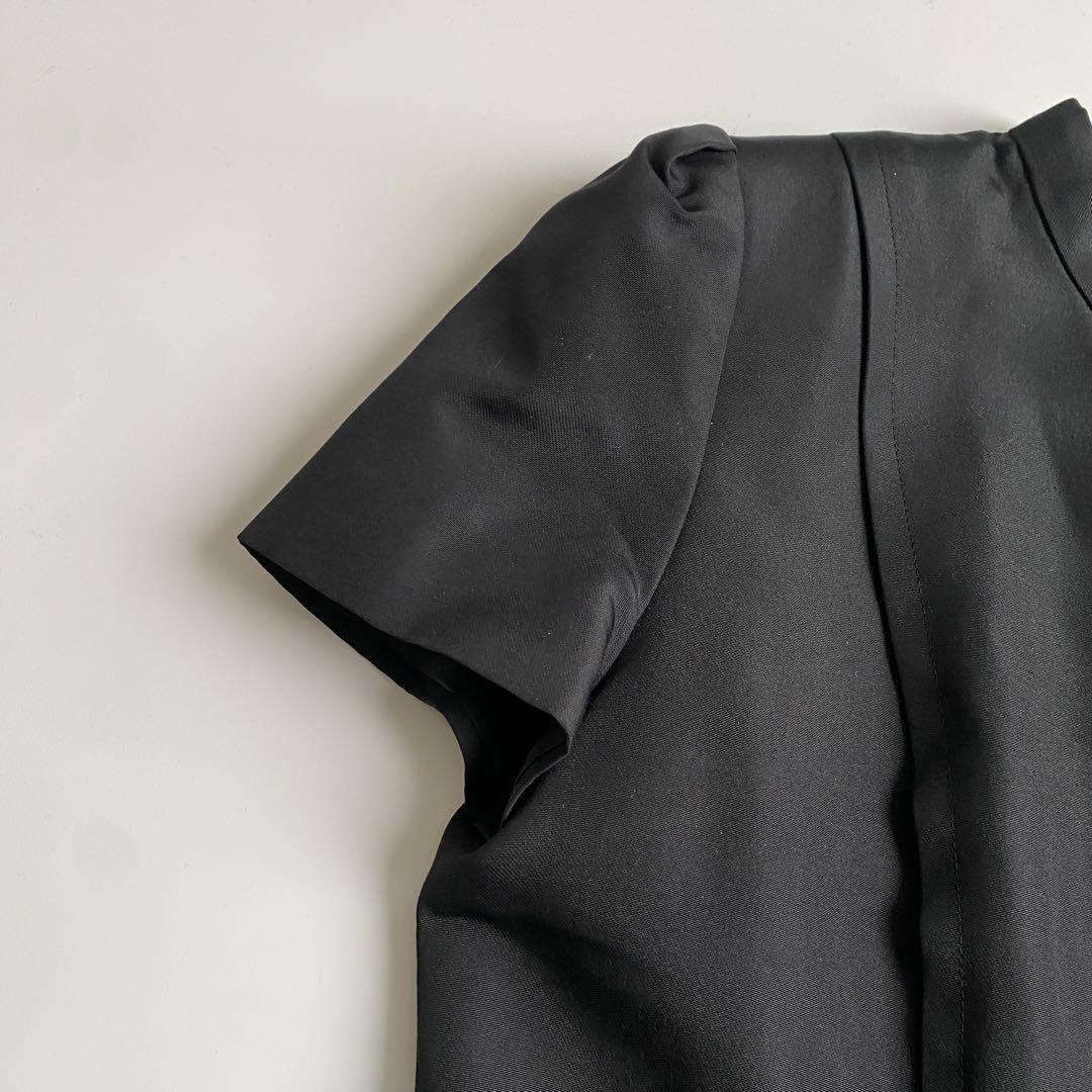 FOXEY ブラック シルク フロントジップ フリル ワンピース ブラック