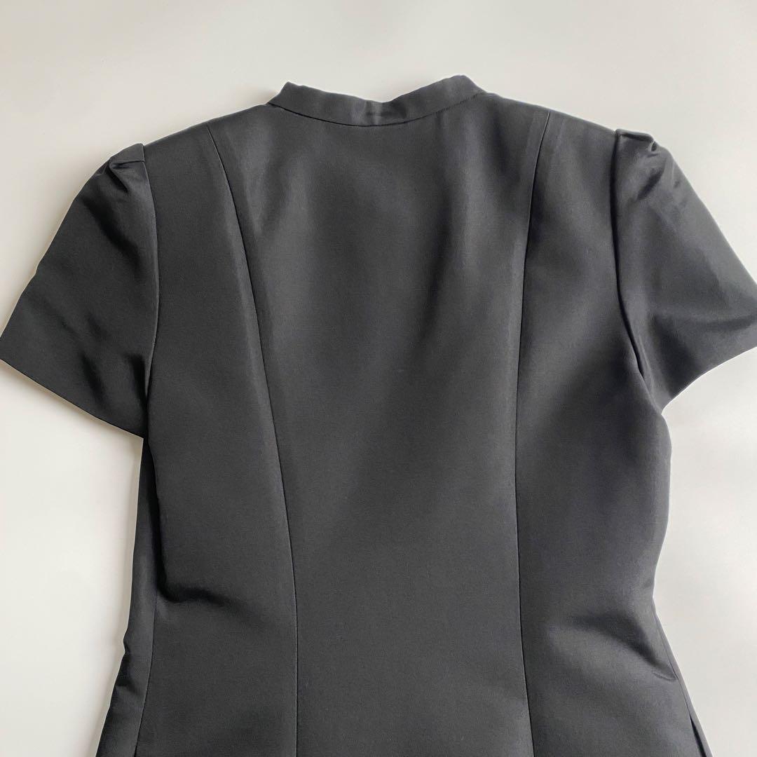 FOXEY ブラック シルク フロントジップ フリル ワンピース ブラック