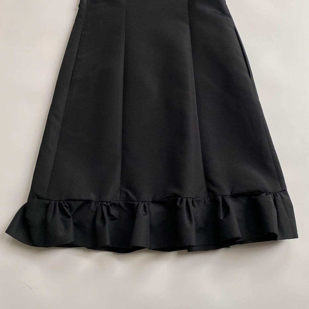 FOXEY ブラック シルク フロントジップ フリル ワンピース ブラック