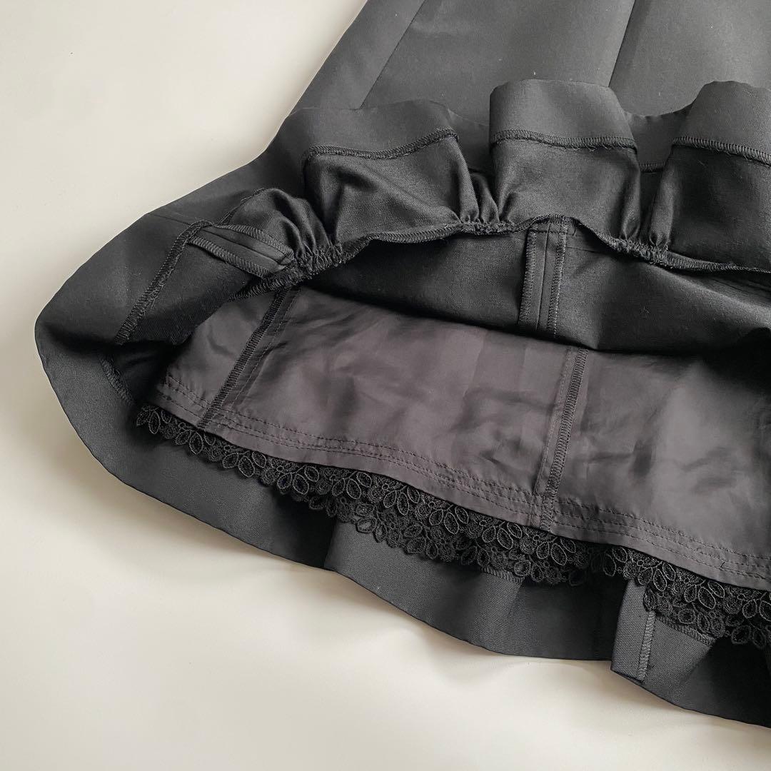 FOXEY ブラック シルク フロントジップ フリル ワンピース ブラック