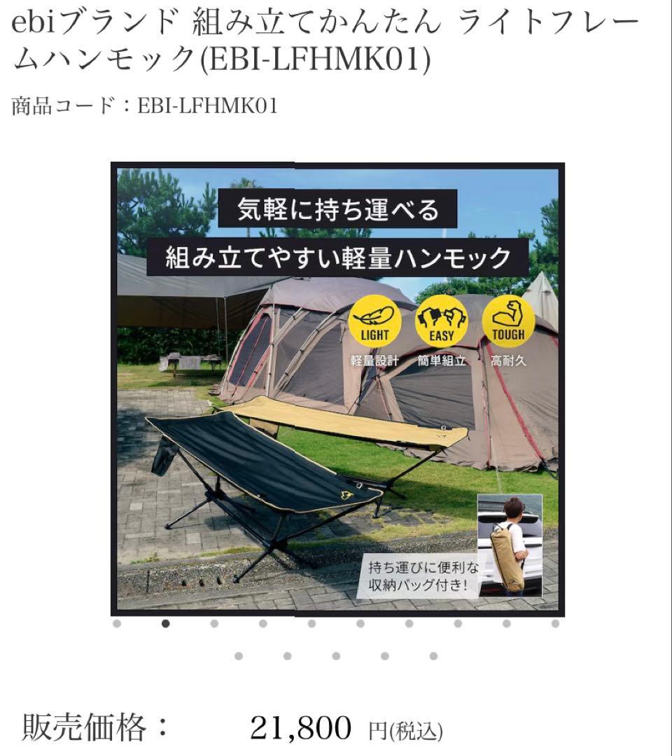 ebiブランド 組み立てかんたん ライトフレームハンモック