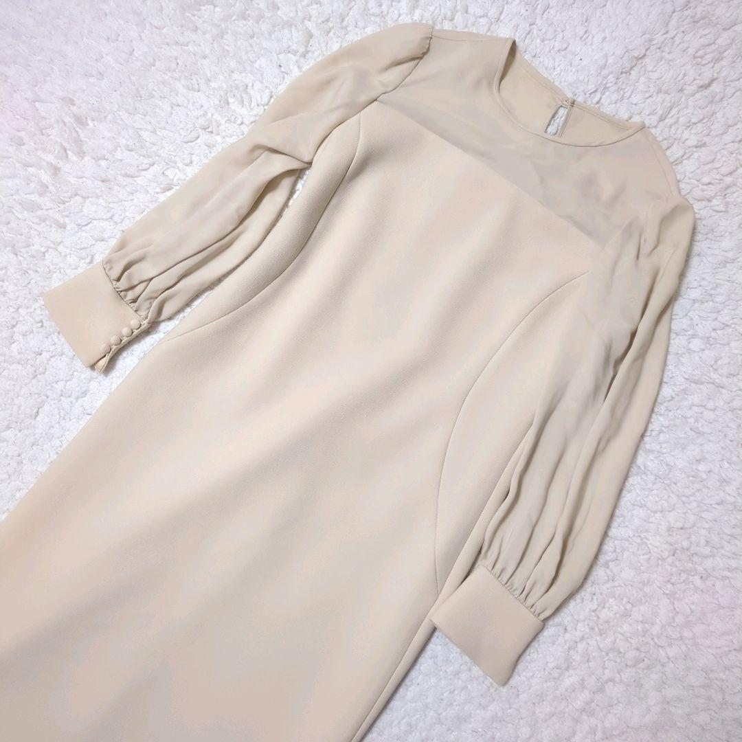 新品 アナイ ダブルクロス Iラインワンピース フォーマル ベージュ系 36
