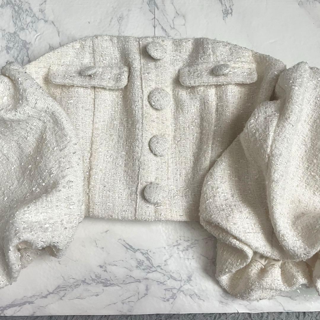 Darich パフスリーブオフショルツイードトップス