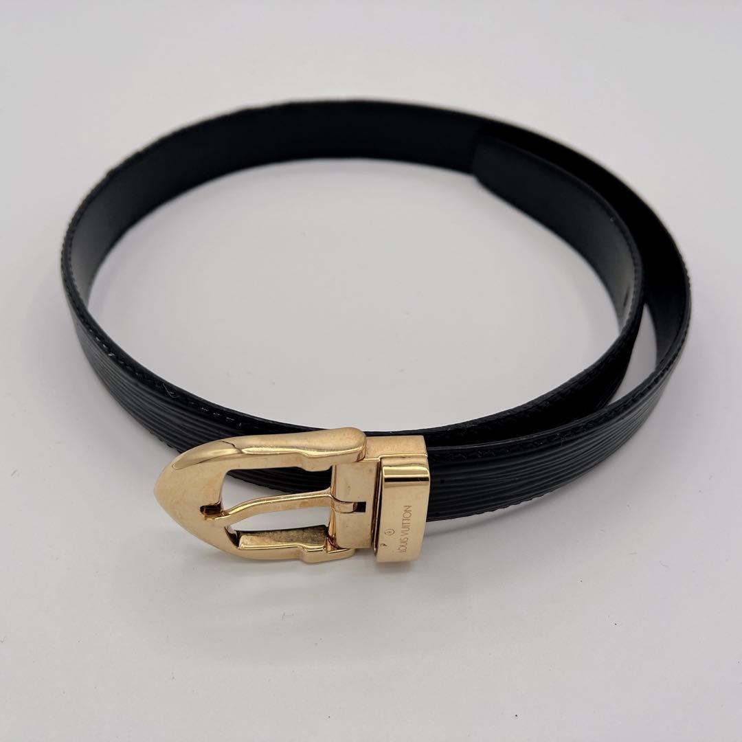 ルイヴィトン サンチュール レザーべルト ゴールドバックル　黒　110 44