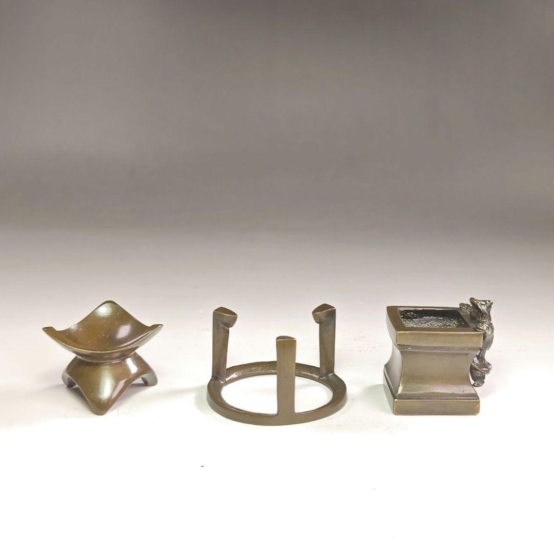 ウ207 『唐銅　七種蓋置　共箱』『金工師作』茶道具