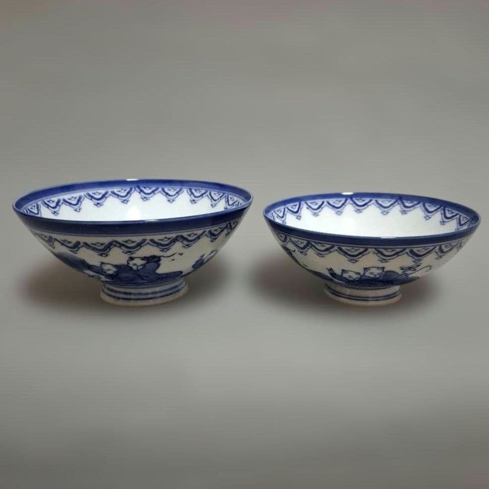 有田焼 鍋島焼 唐子茶碗 夫婦茶碗 唐子5人衆 昭和レトロ 飯椀 新品未