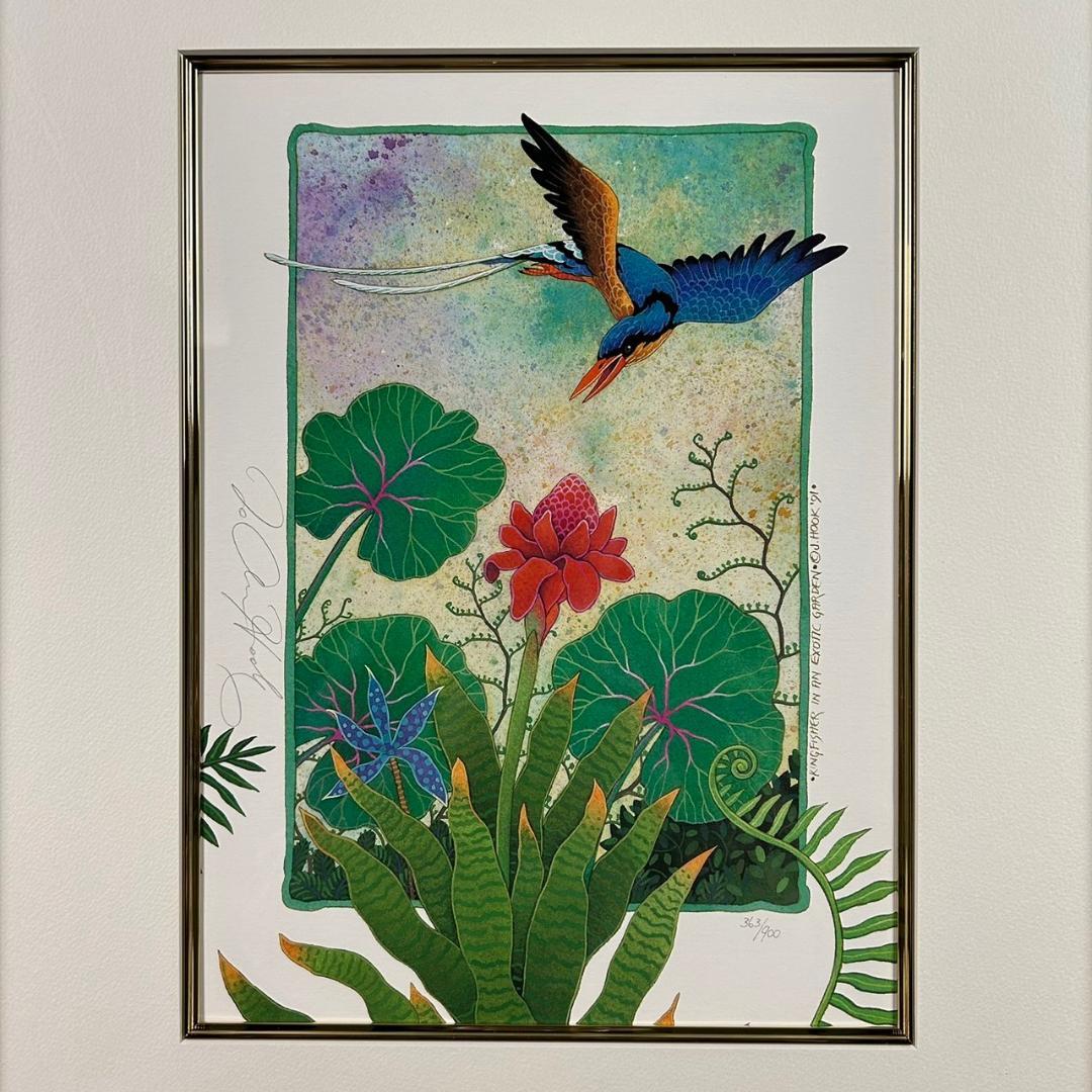 美品 ジョアン・フック「KINGFISHER～」リトグラフ 直筆サイン入り