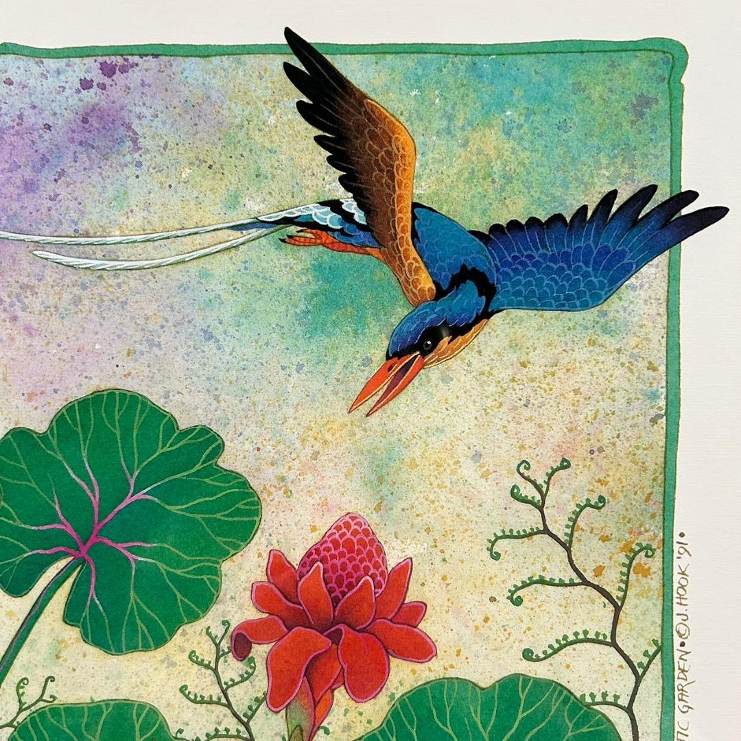 美品 ジョアン・フック「KINGFISHER～」リトグラフ 直筆サイン入り