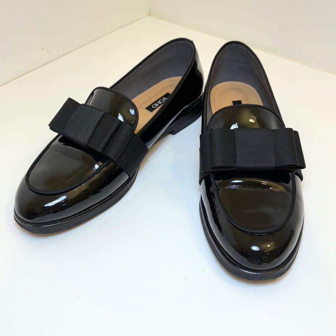 (美品)OHGA ブラックリボンローファー 25cm