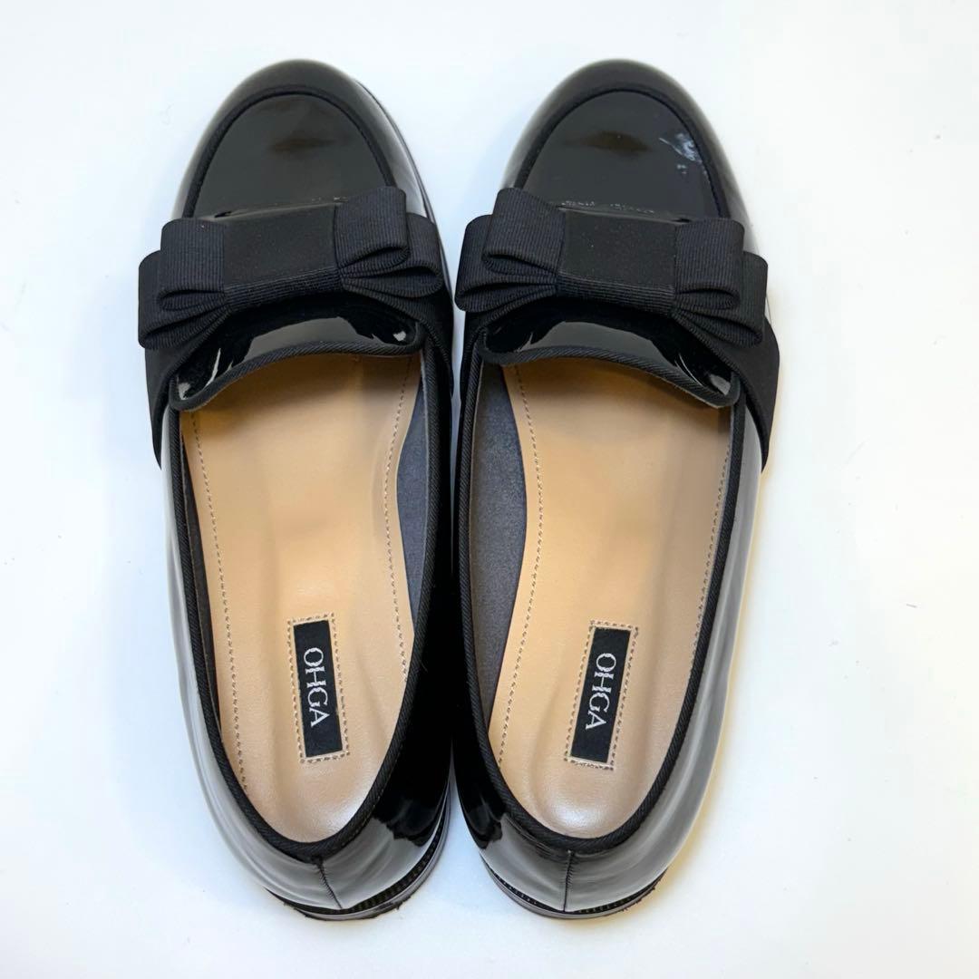 (美品)OHGA ブラックリボンローファー 25cm