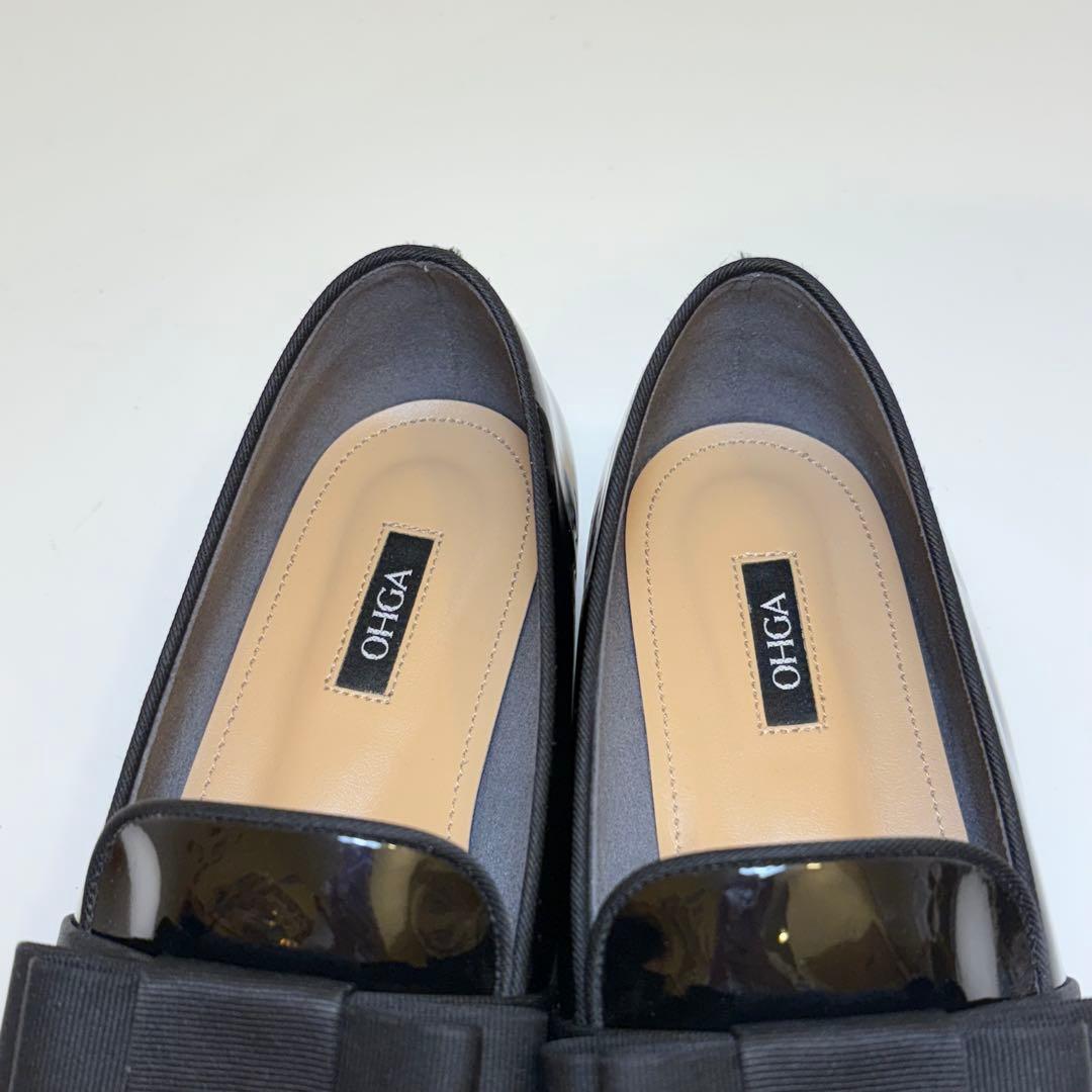 (美品)OHGA ブラックリボンローファー 25cm