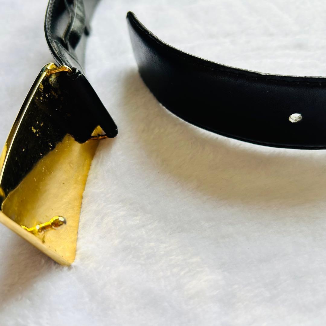 【ヴィンテージ美品】CELINE《フィービー期》　馬車金具 ベルト ブラック