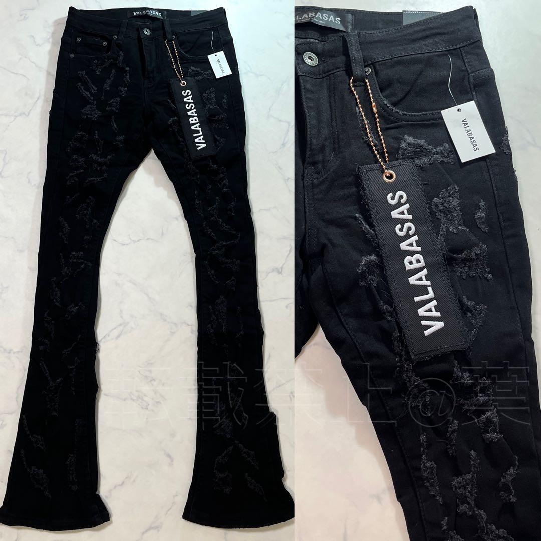valabasas バラバサス クラッシュスキニーフレアデニム ブラック 29