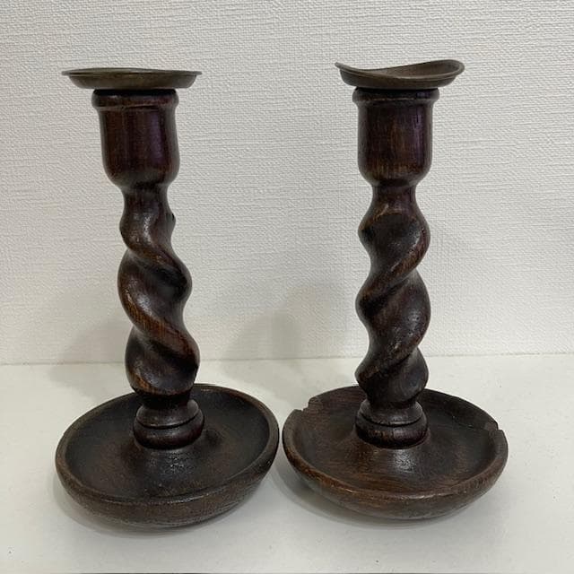 最終値下げ イギリス製 アンティーク キャンドルスタンド2本セット