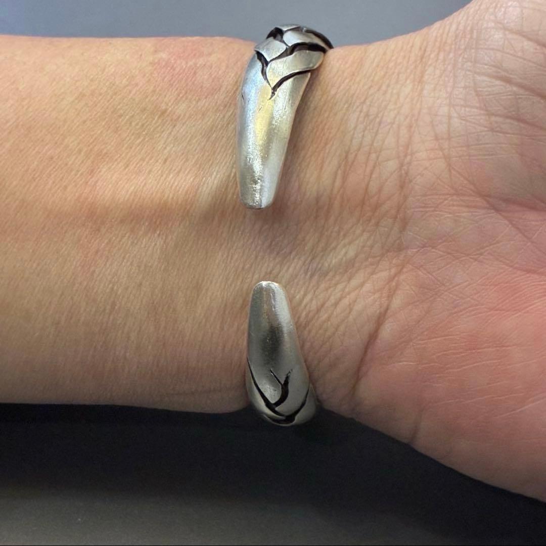 カレンシルバー メンズバングル 高純度シルバー ハンドメイド 編み込み