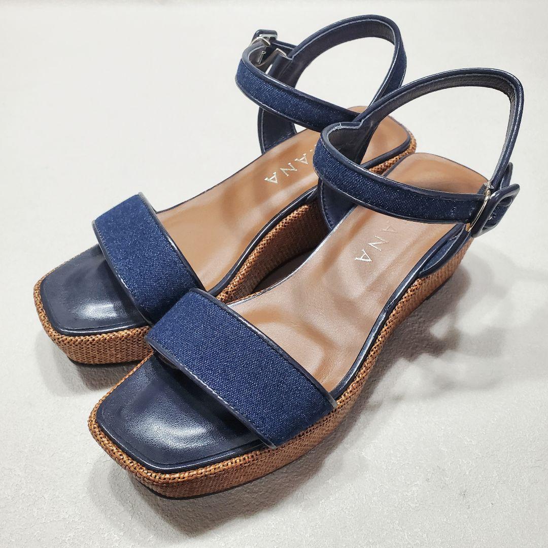 DIANA】ダイアナ ネイビー デニム ウェッジサンダル 日本製 - メルカリ