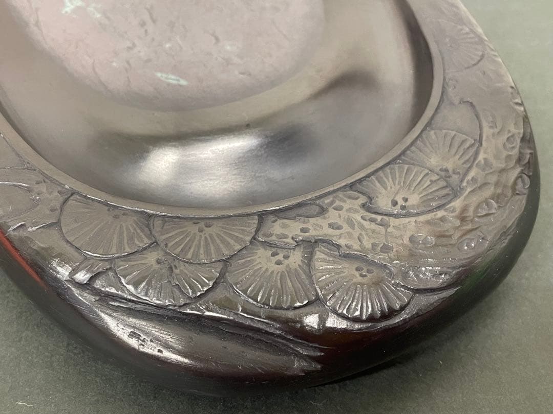 二代目 相馬羊堂作【最高級 紅渓石硯 21.5cm/1922g】共箱 相馬展夫