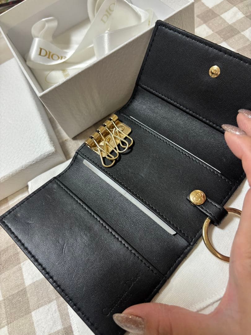 Dior ブラック キルティングキーケース