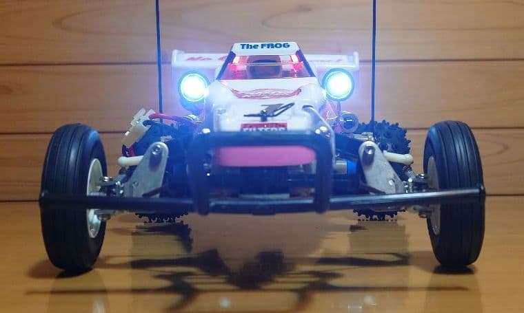 タミヤXBマイティフロッグ前後LEDライト付プロポ付き塗装済み完成品未