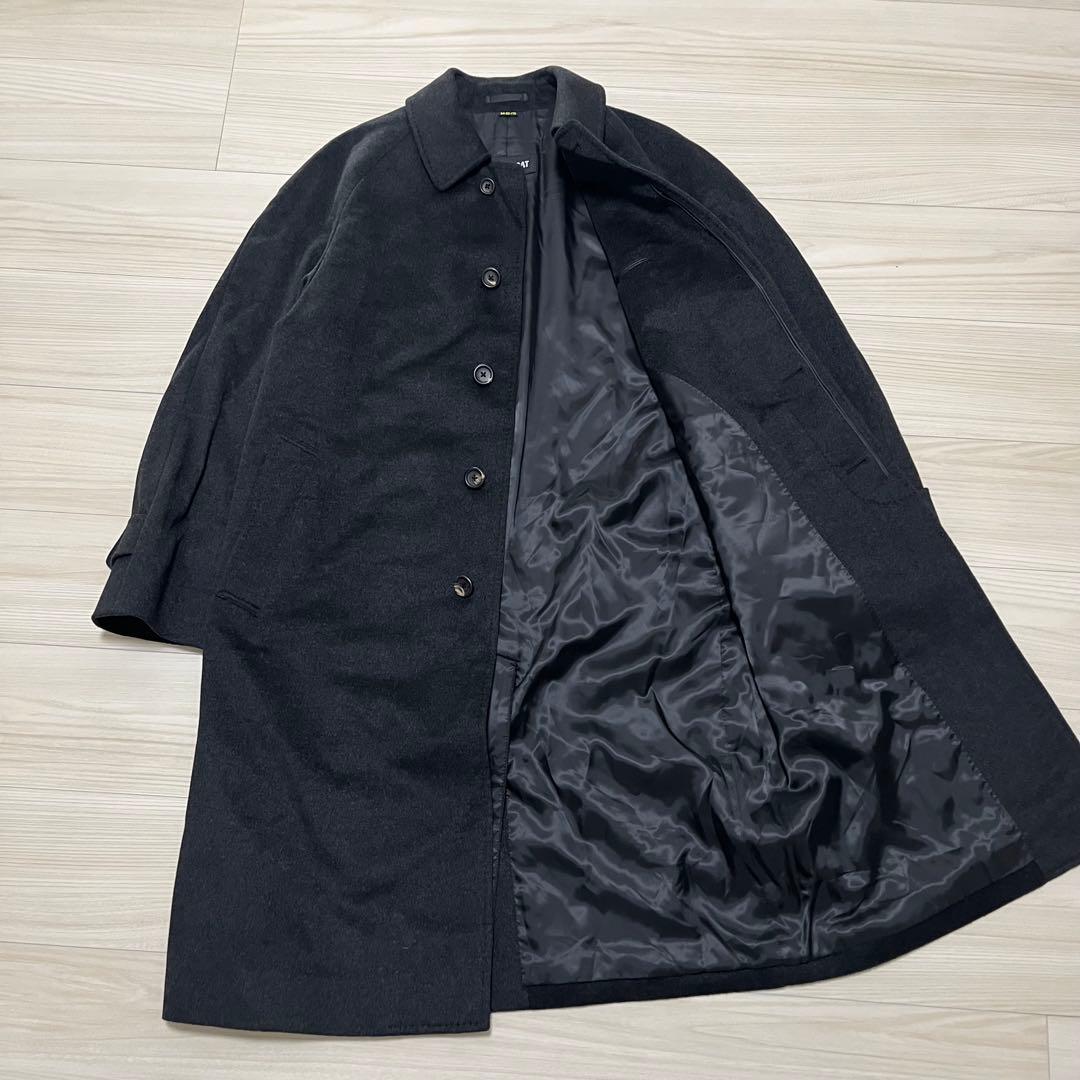 高級✨未使用級 SANYO カシミヤ100 ステンカラーコート ブラックグレー