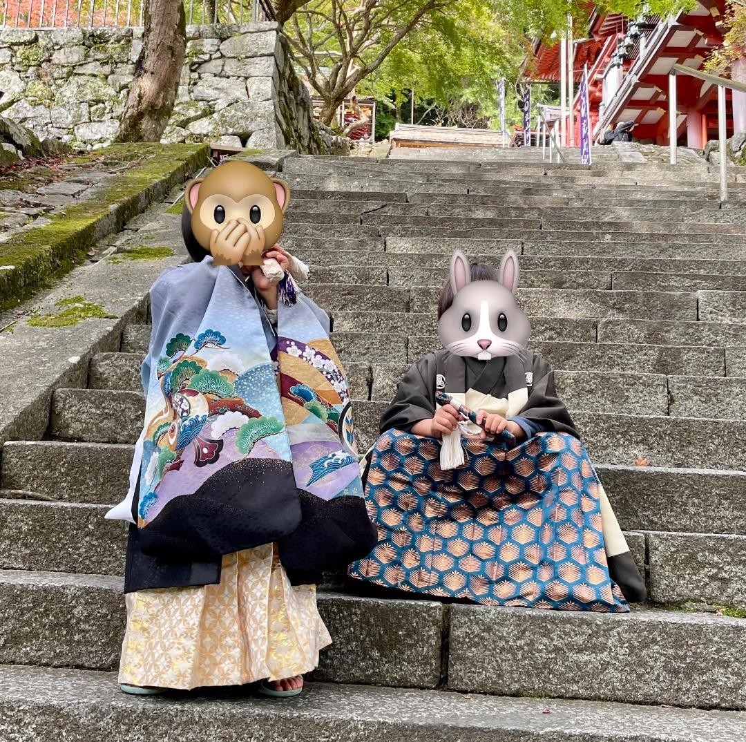 753 男の子用着物フルセット（足袋なし）絹　子供用着物 黒と白の波模様